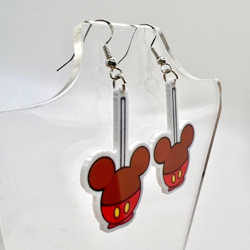 Mickey Caramel Apple Earrings - Orlando Vacation Earrings - Food Earrings - Picture 2 of 7